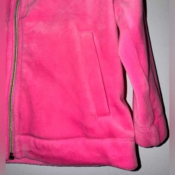 Lilly Pulitzer Mini Pink Velour Zip Track Jacket Girls 2-3 Athletic Ruffle Neck - Picture 2 of 6